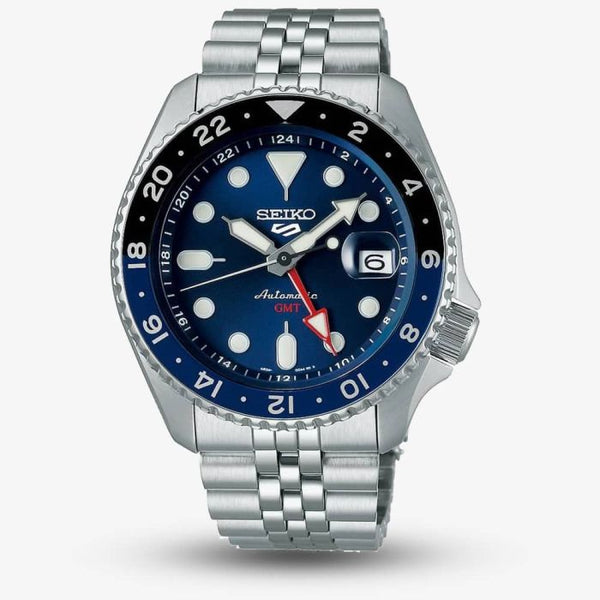 Seiko 5 Sports Blueberry GMT 42.5mm Blue Dial Steel Bracelet Watch - SSK003K1